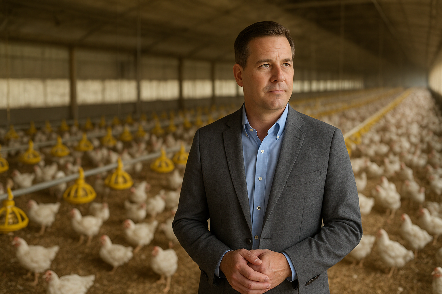 Automated commercial poultry portioning and deboning line inside a high-tech chicken processing facility