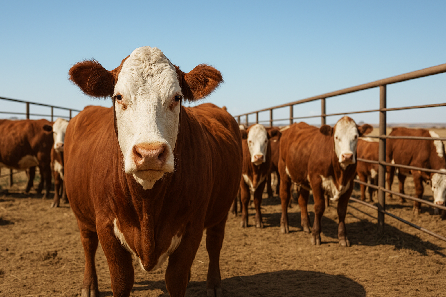 Group of beef cattle in a Southwestern holding pen